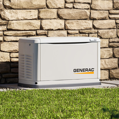 Generac generator sitting in yard